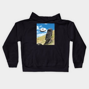 Easter island head with stone donut. Kids Hoodie